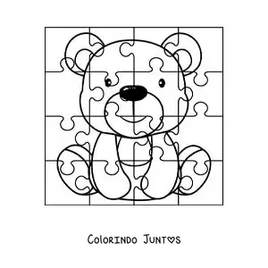 Desenho para colorir de quebra-cabeça recortável de um urso de desenho