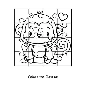 Desenho para colorir de quebra-cabeça recortável de um macaco de desenho