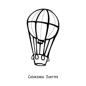 Desenho para colorir de um balao de ar quente em voo