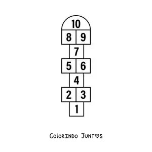Desenho para colorir de jogo de amarelinha