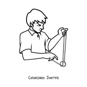 Desenho para colorir de menino brincando com um ioiô
