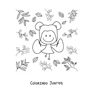 Desenho para colorir de menina animada pulando corda