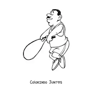 Desenho para colorir de desenho de um homem pulando corda