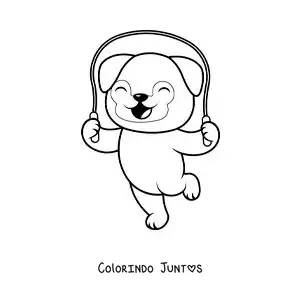 Desenho para colorir de cachorro animado pulando corda
