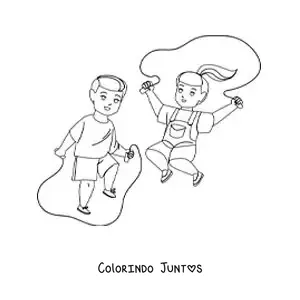 Desenho para colorir de crianças pulando corda