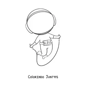 Desenho para colorir de astronauta pulando corda