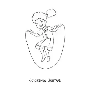 Desenho para colorir de uma menina pulando corda