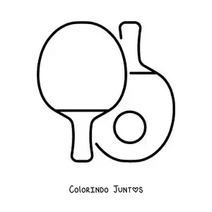 Desenho para colorir de bola e raquetes de pingue-pongue