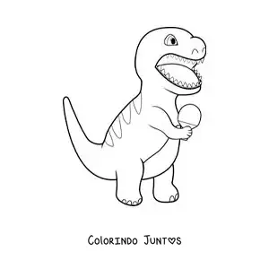 Desenho para colorir de dinossauro animado jogando tênis de mesa