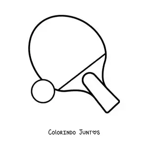 Desenho para colorir de raquete e bola de tênis de mesa