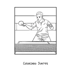 Desenho para colorir de menino jogando pingue-pongue