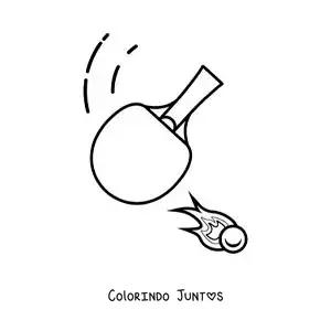 Desenho para colorir de raquete de pingue-pongue rebatendo a bola