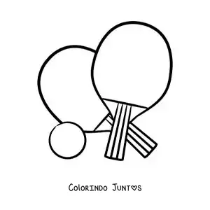 Desenho para colorir de raquetes e bola de pingue-pongue grandes