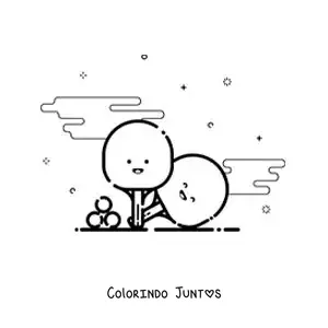 Desenho para colorir de raquetes de pingue-pongue kawaii animadas