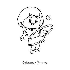 Desenho para colorir de menina brincando com bambolê