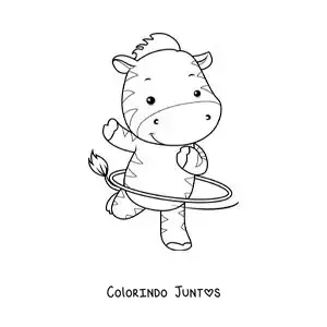 Desenho para colorir de zebra animada com bambolê