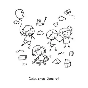 Desenho para colorir de menina no parque brincando com bambolê