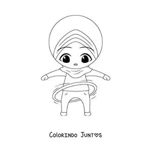 Desenho para colorir de menina muçulmana com bambolê