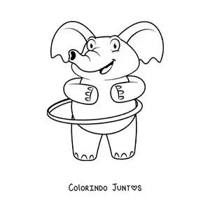 Desenho para colorir de elefante animado com bambolê
