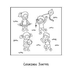 Desenho para colorir de menina no parque com um bambolê