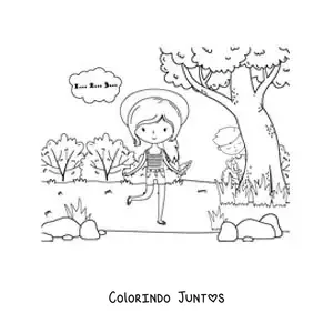 Desenho para colorir de crianças brincando de esconde-esconde ao ar livre