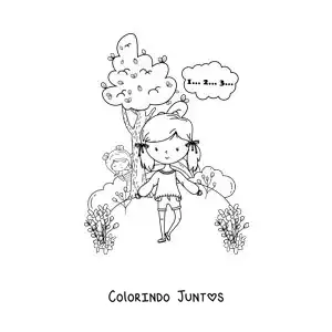 Desenho para colorir de duas meninas brincando de esconde-esconde