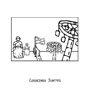 Desenho para colorir de corrida de sacos