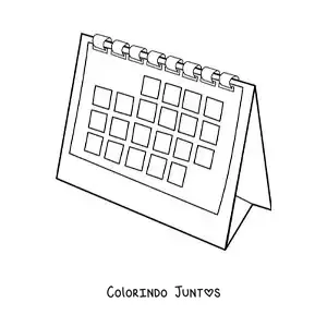 Desenho para colorir de calendário de mesa