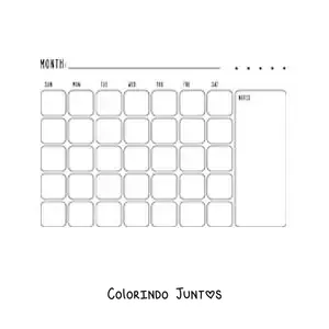 Desenho para colorir de calendário para imprimir