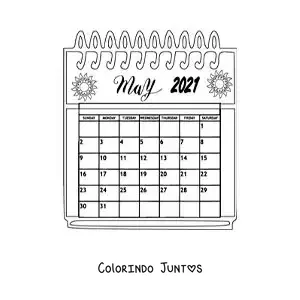 Desenho para colorir de calendário de maio