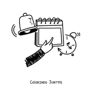 Desenho para colorir de um calendário em estilo caricatura