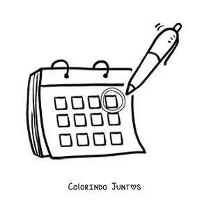 Desenho para colorir de caneta marcando uma data no calendário