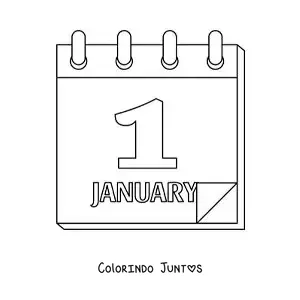 Desenho para colorir de 1 de janeiro no calendário