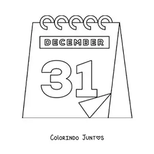 Desenho para colorir de 31 de dezembro no calendário