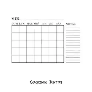 Desenho para colorir de calendário do mês