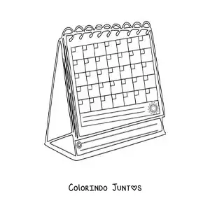 Desenho para colorir de um calendário de mesa