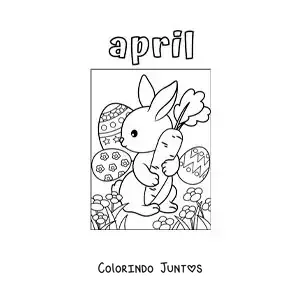 Desenho para colorir de april com o coelho da Páscoa