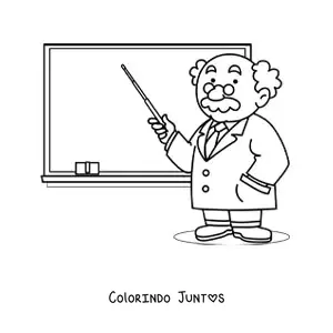 Desenho para colorir de um professor apontando para a lousa