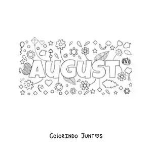 Desenho para colorir de agosto em inglês com flores