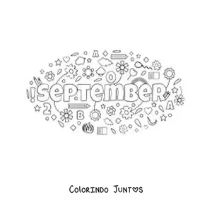 Desenho para colorir de setembro em inglês com flores