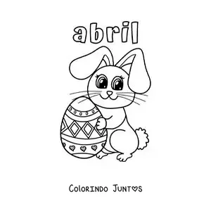 Desenho para colorir de abril com o coelho da Páscoa