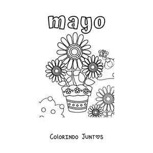 Desenho para colorir de maio com girassóis