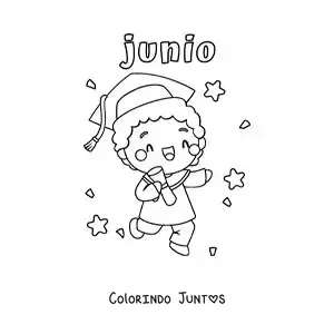 Desenho para colorir de junho com uma criança na formatura