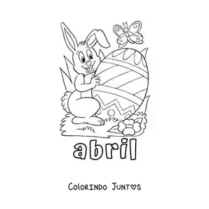 Desenho para colorir de abril com um desenho do coelho da Páscoa