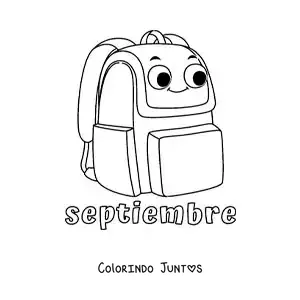 Desenho para colorir de setembro com uma mochila animada
