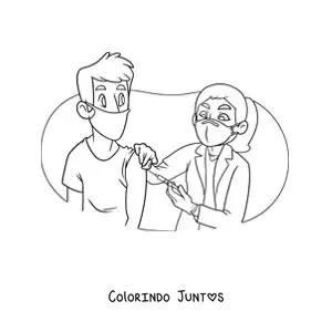 Desenho para colorir de uma medica vacinando um paciente
