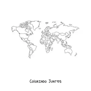 Desenho para colorir de mapa-múndi político