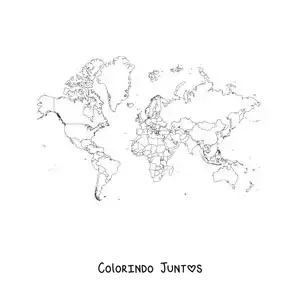 Desenho para colorir de mapa-múndi político de Mercator