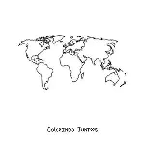 Desenho para colorir de mapa-múndi com os continentes