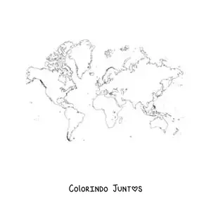 Desenho para colorir da projeção do mapa-múndi de Mercator
